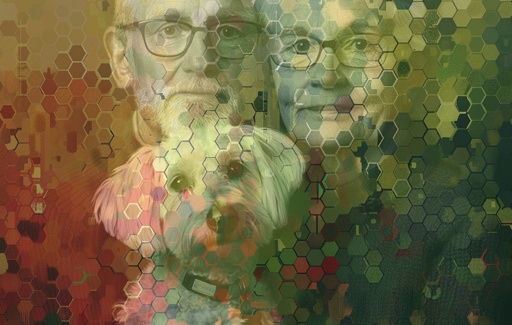 mischung paar mit hund wald bunt